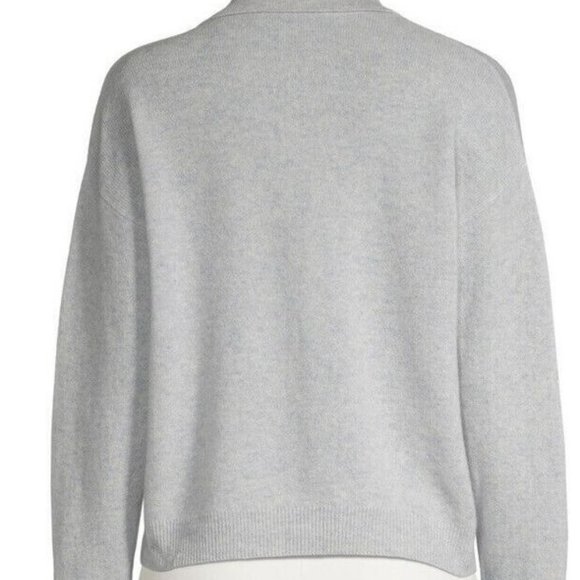 ELIE TAHARI Ruffle Split Neck Cashmere Sweater Amber Grey Size XL NWT $345 NEW - Picture 3 of 6